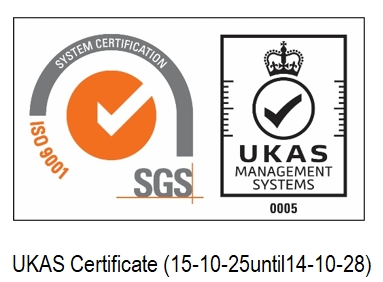 เครื่องหมายรับรอง ISO 9001 โดย SGS และ UKAS