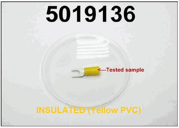 ภาพชิ้นงานทดสอบ RoHS ฉนวน PVC สีเหลือง